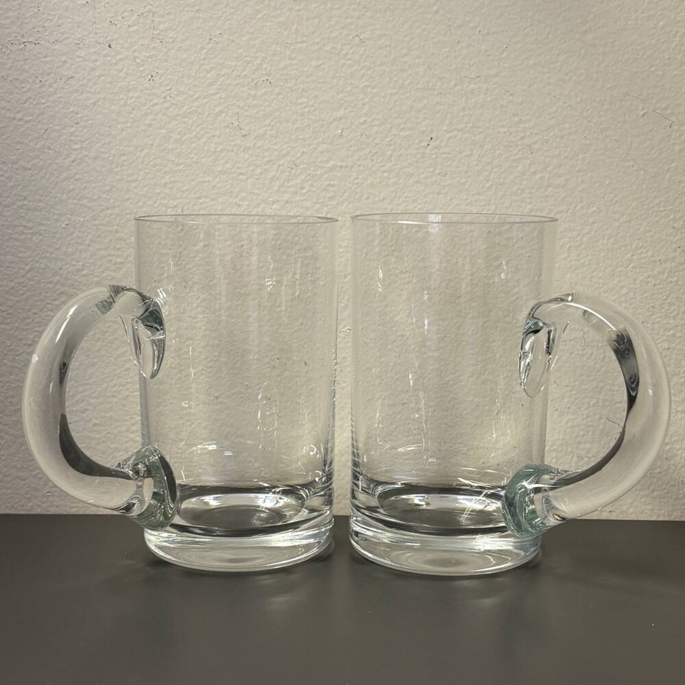 TIFFANY & CO. Set of 2 Clear Crystal Glass 16oz Beer Mugs